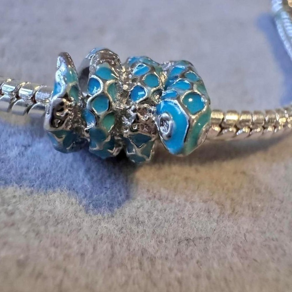 Blue Wrap Snake Bead European Animal Charm fits PANDORA
